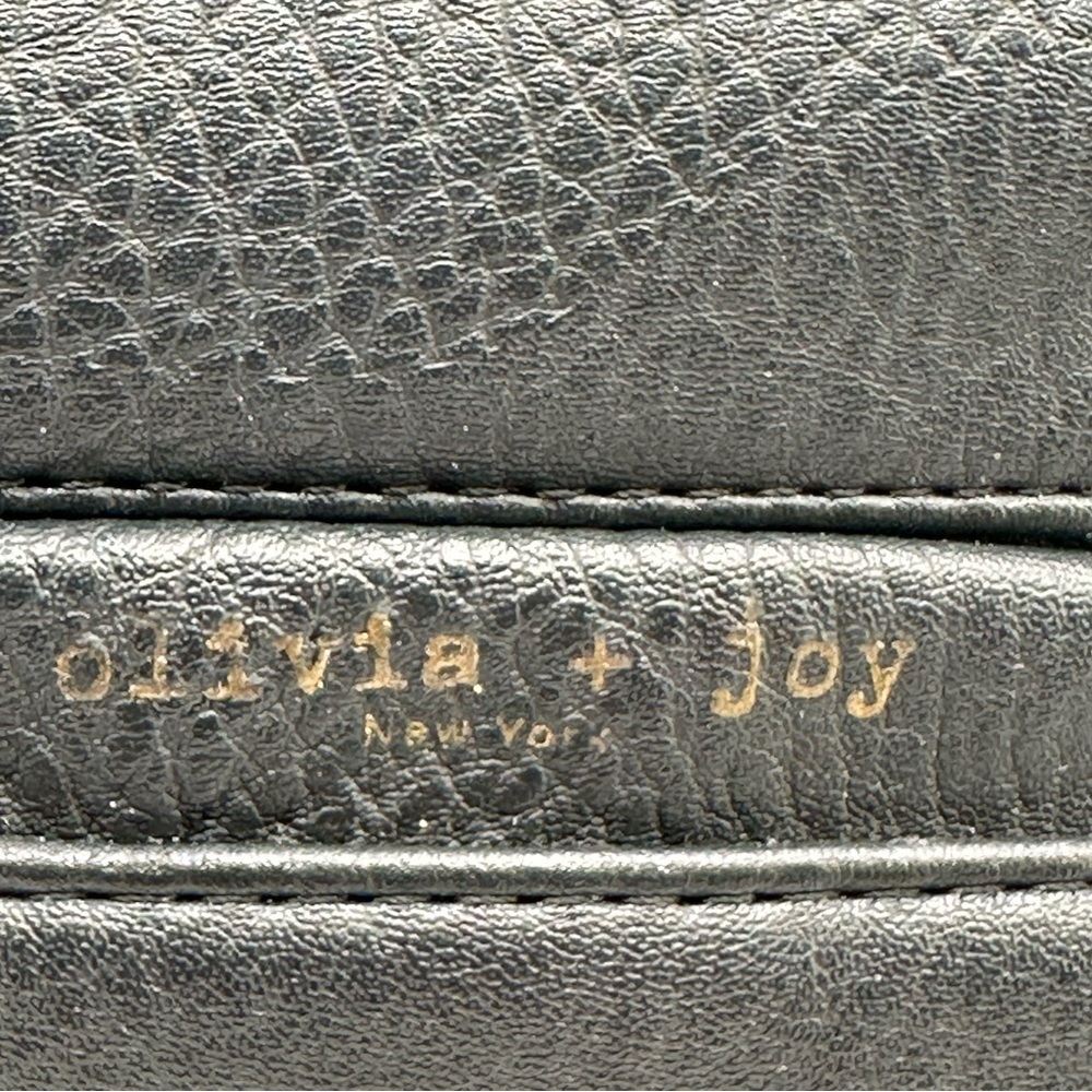 Olivia + Joy Black Faux Leather Satchel Handbag, Polyurethane, Medium - Picture 9 of 17